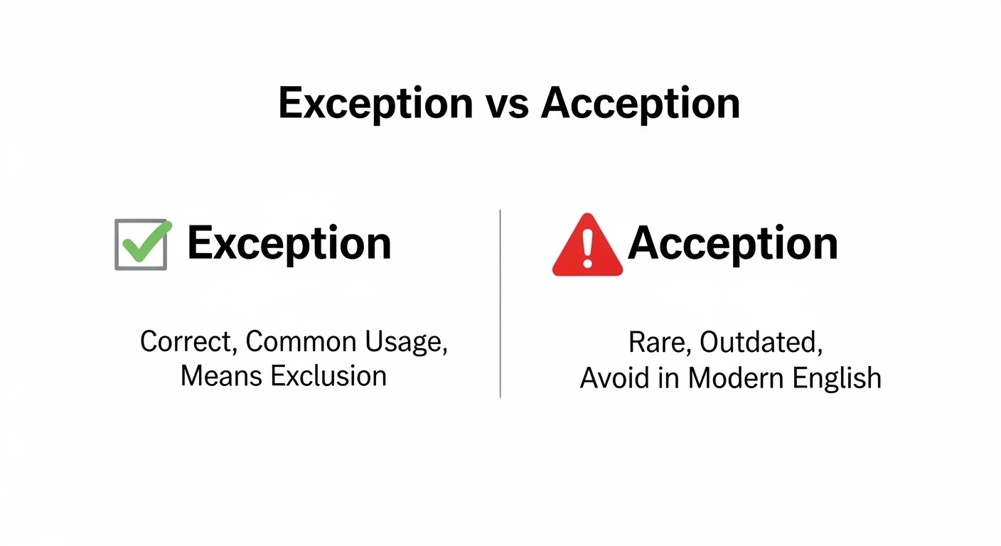 Exception vs Acception: Meaning, Differences, and Correct Usage Guide