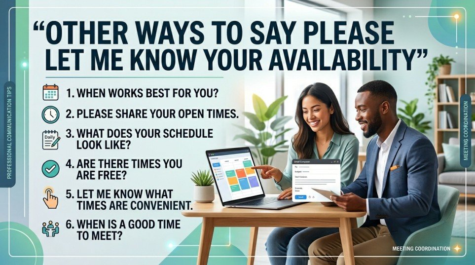 other ways to say please let me know your availability