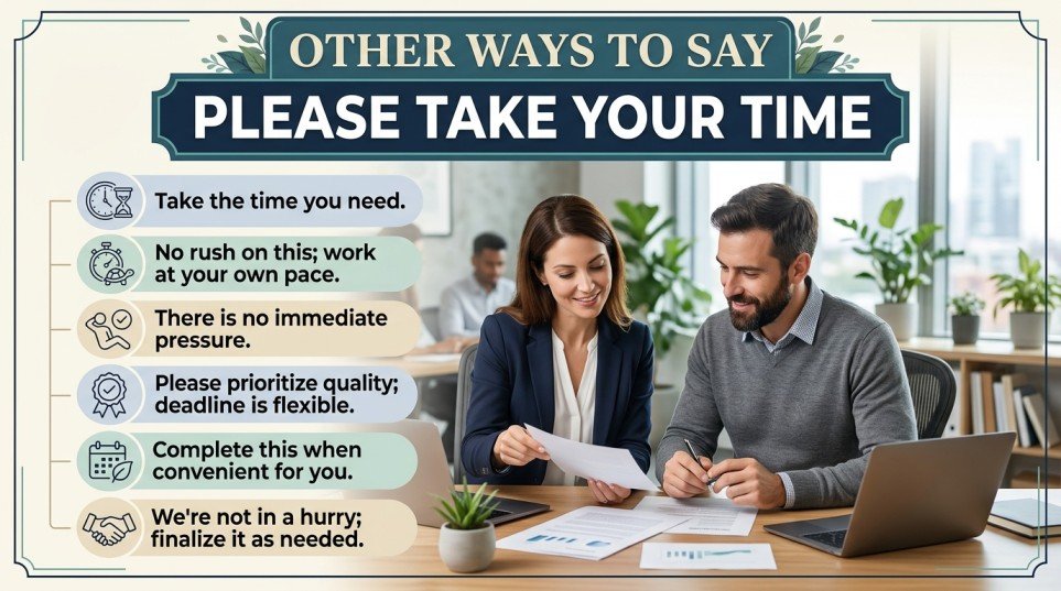 other ways to say please take your time