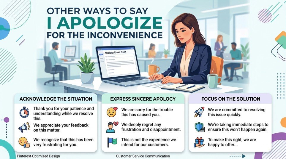 Discover other ways to say I apologize for the inconvenience with 30+ examples, formal alternatives, and professional phrases for emails and customer service.